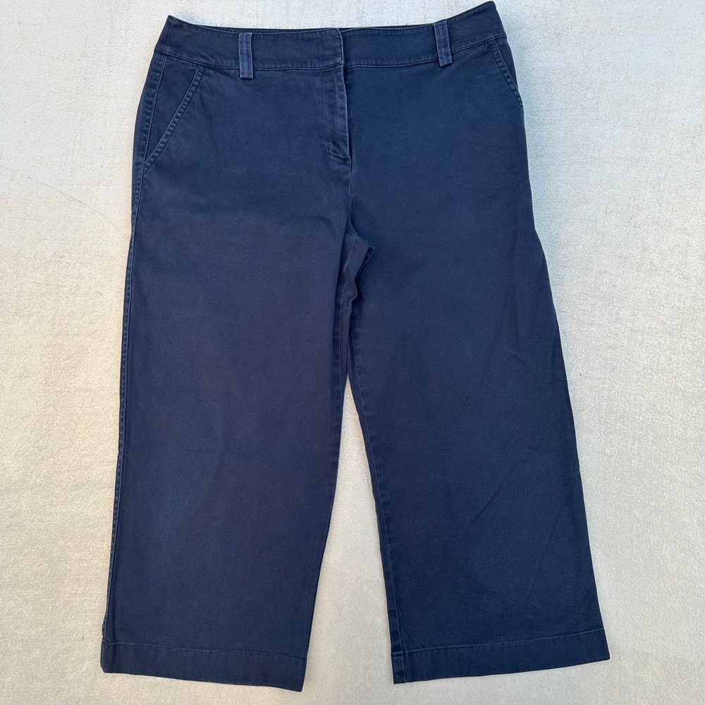 Duck Head Womens 12 Navy Blue Cropped Chino Pants Stretch Cotton Capri